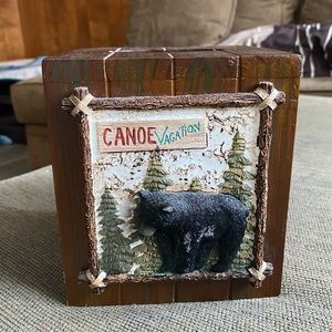 Kohl’s 3D Vintage Outdoors Tissue Cube Black Bear Trees Nature EUC